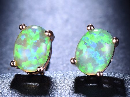 White Egg Opal & 18K Rose Gold-Plated Stud Earrings Sale