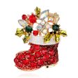 Cubic Zirconia & 18K Gold-Plated Stocking Brooch Supply