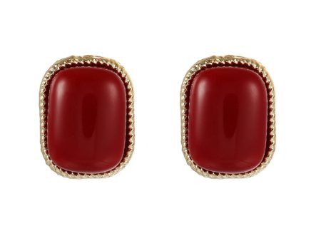 Wine Resin & 18K Gold-Plated Copper Rectangular Stud Earrings on Sale