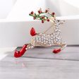 Colored Enamel & Cubic Zirconia 18K Gold-Plated Reindeer Brooch Hot on Sale