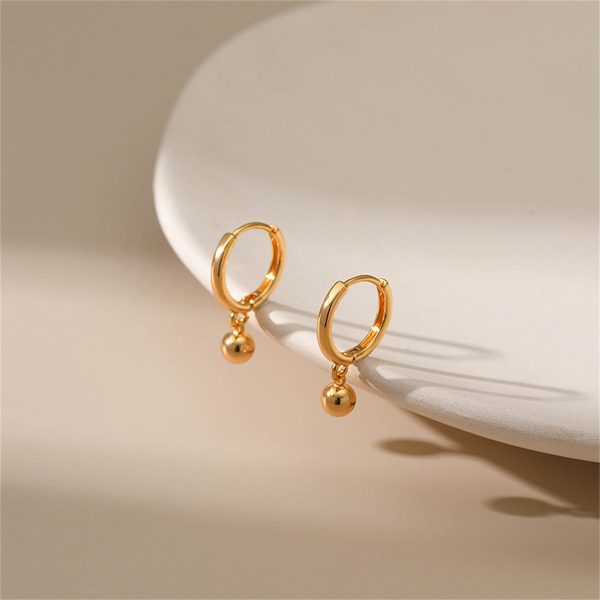 18K Gold-Plated Ball Hoop Earrings Hot on Sale