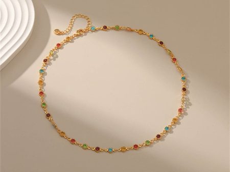 Vibrant Crystal & 18K Gold-Plated Floral Station Necklace For Discount