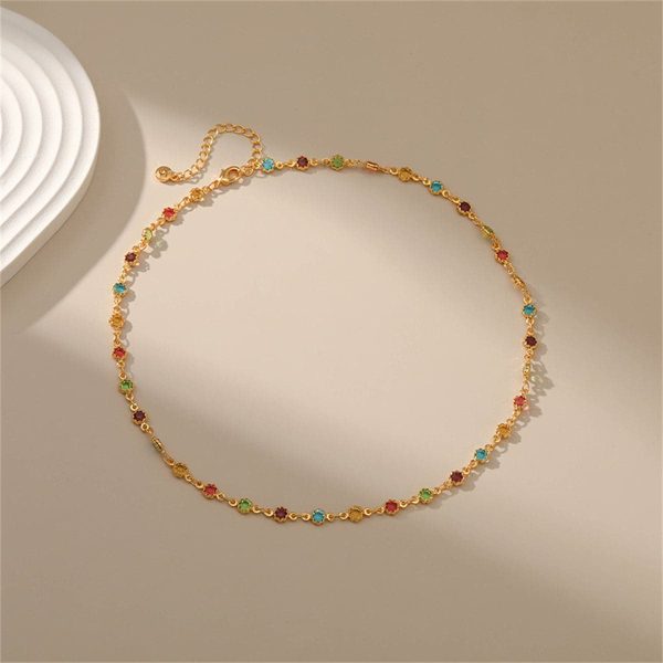 Vibrant Crystal & 18K Gold-Plated Floral Station Necklace For Discount