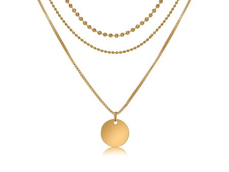 18K Gold-Plated Circle Layered Pendant Necklace Online Sale