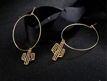 18K Gold-Plated Cactus Hoop Earrings For Discount