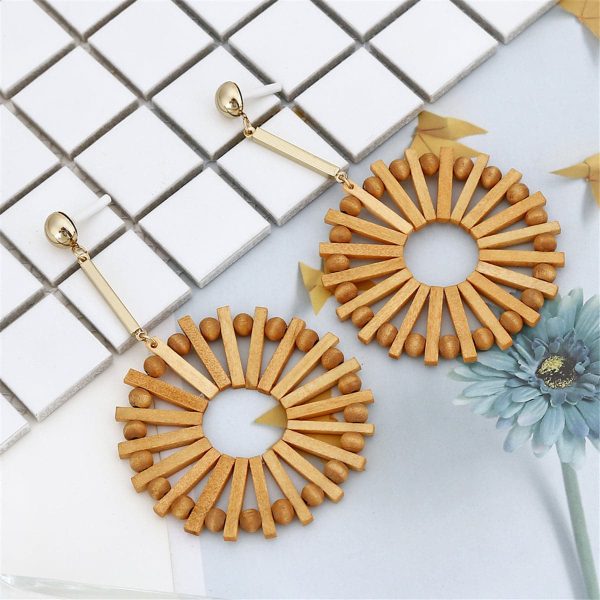 Wood & 18K Gold-Plated Beaded Wheel Drop Earrings Online Hot Sale