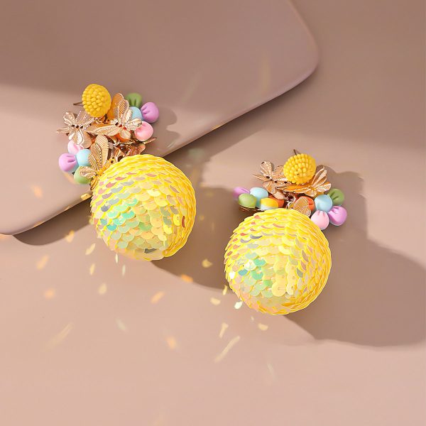 Yellow & Light Blue Howlite 18K Gold-Plated Flower Drop Earrings Hot on Sale