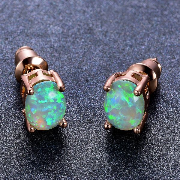 White Egg Opal & 18K Rose Gold-Plated Stud Earrings Sale