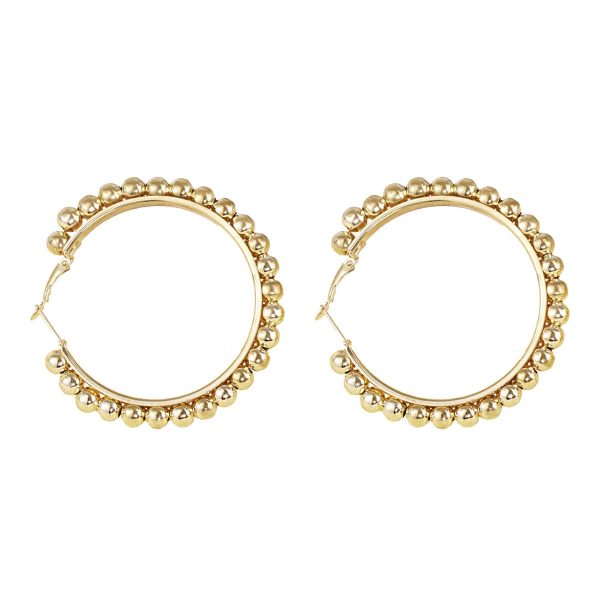 18K Gold-Plated Bead Hoop Earrings Online Sale