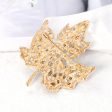 Yellow Crystal & Red Cubic Zirconia Maple Brooch Fashion