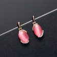 Dark Pink Cats Eye & 18K Rose Gold-Plated Pendant Necklace & Stud Earrings Set For Cheap