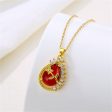 Red Quartz & 18K Gold-Plated Botanical Drop Pendant Necklace For Sale