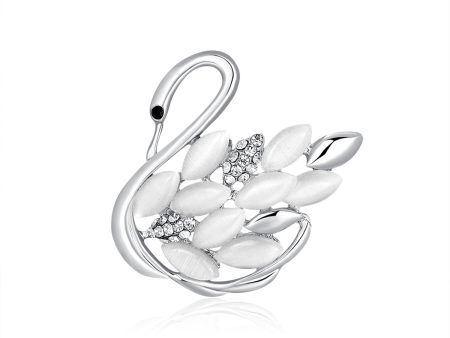 Clear Cubic Zirconia & Silver-Plated Goose Brooch Sale