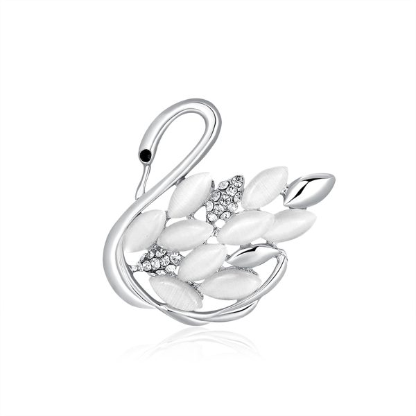 Clear Cubic Zirconia & Silver-Plated Goose Brooch Sale