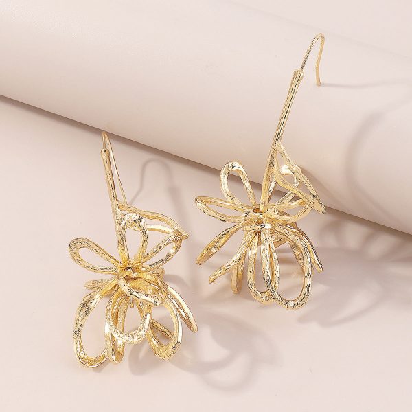 18K Gold-Plated Abstract Open Flower Drop Earrings Online now