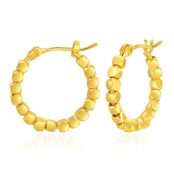 18K Gold-Plated Beaded Hoop Earrings Discount