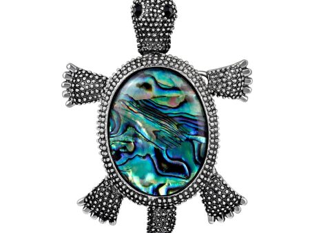 Abalone Shell & Silver-Plated Turtle Brooch Online Sale