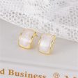 White Enamel & 18K Gold-Plated Curved Face Stud Earrings Hot on Sale