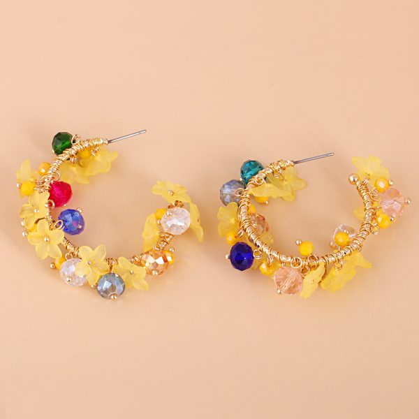 Yellow Acrylic & 18K Gold-Plated Flower Hoop Earrings Online now