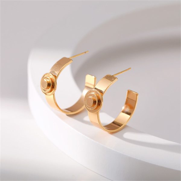 18K Gold-Plated Button Huggie Earrings Online now