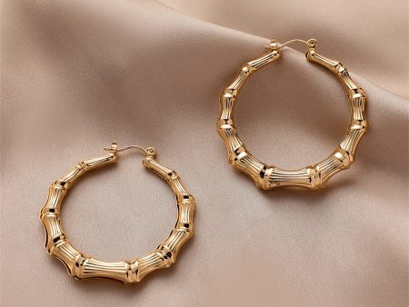 18K Gold-Plated Bamboo Hoop Earrings Hot on Sale