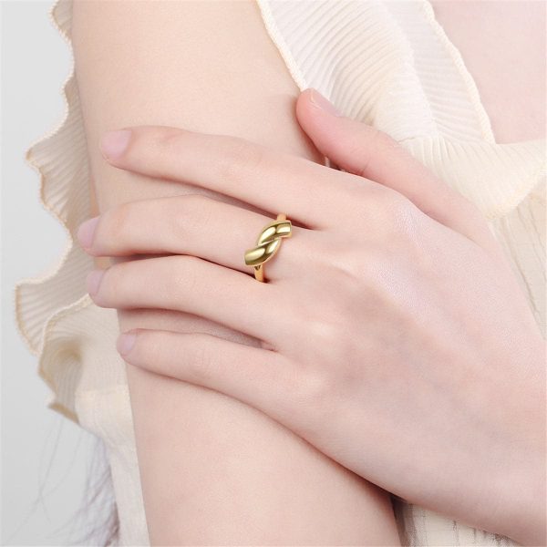 18K Gold-Plated Twisted Smooth Geometric Bypass Ring For Cheap