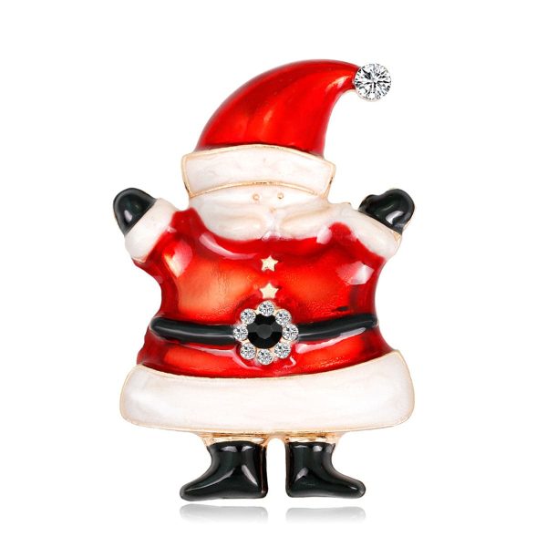 Cubic Zirconia & 18K Gold-Plated Festive Santa Claus Brooch Discount