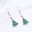 Red Rhinestone & Green Enamel Christmas Tree Drop Earrings For Sale