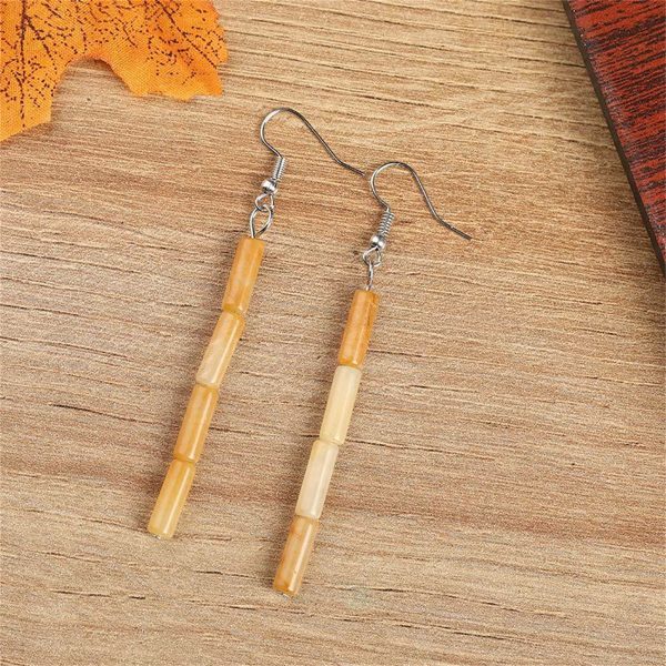 Yellow Quartz & Silver-Plated Cylinder Bead Drop Earrings Discount