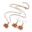 Orange Enamel & 18K Gold-Plated Pumpkin Drop Earrings & Pendant Necklace Set on Sale