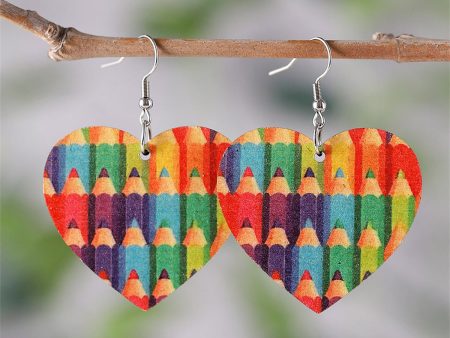 Red & Blue Pencil Heart Drop Earrings Online