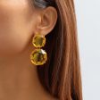 Yellow Crystal & 18K Gold-Plated Octagon Drop Earrings Online