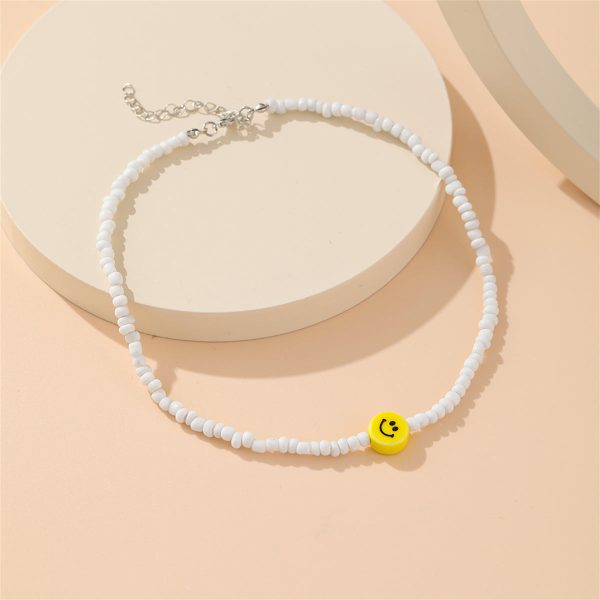 Yellow & White Howlite Smiley Face Beaded Necklace Cheap