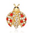 Cubic Zirconia & 18K Gold-Plated Ladybug Brooch Online Sale