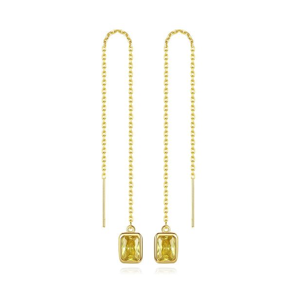 Yellow Crystal & 18K Gold-Plated Ear Threaders For Discount