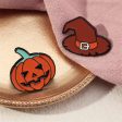 Enamel & Rhodium Plated Pumpkin Witch Hat Badge Set Online Sale