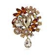 Yellow Crystal & Cubic Zirconia Botany Brooch Fashion