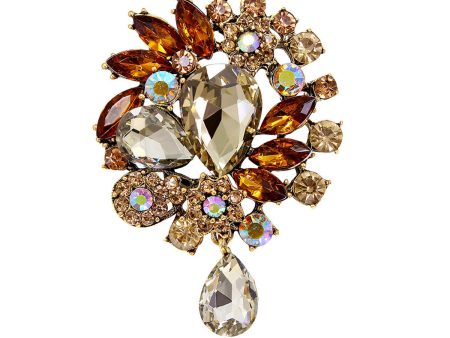 Yellow Crystal & Cubic Zirconia Botany Brooch Fashion