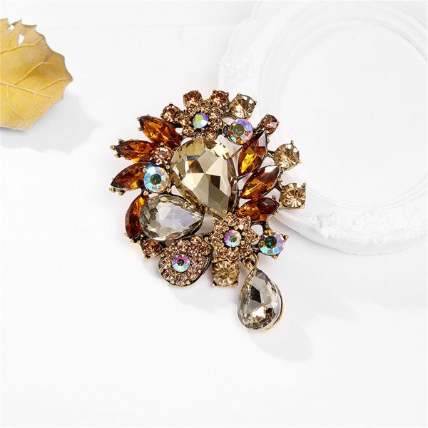 Yellow Crystal & Cubic Zirconia Botany Brooch Fashion