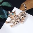 Blue Cubic Zirconia & Enamel 18K Gold-Plated Cat Brooch For Discount