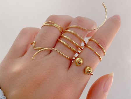 18K Gold-Plated Bead Layered Ring Set Fashion