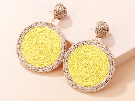 Yellow Raffia & 18K Gold-Plated Vortex Round Drop Earrings Online