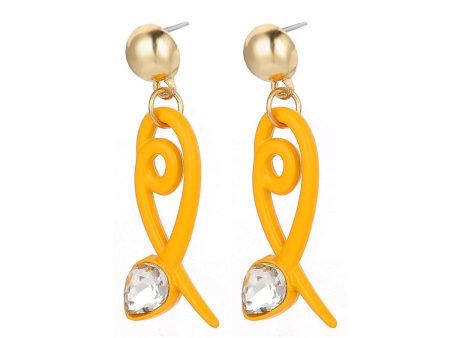 Yellow Acrylic & Cubic Zirconia 18K Gold-Plated Fish Drop Earrings Hot on Sale