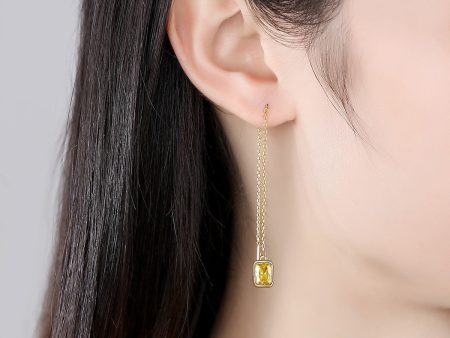 Yellow Crystal & 18K Gold-Plated Ear Threaders For Discount