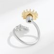 Yellow Crystal Two-Tone Rotating Sunflower Bypass Ring For Discount