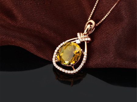 Yellow Cubic Zirconia & Crystal Teardrop Pendant Necklace on Sale