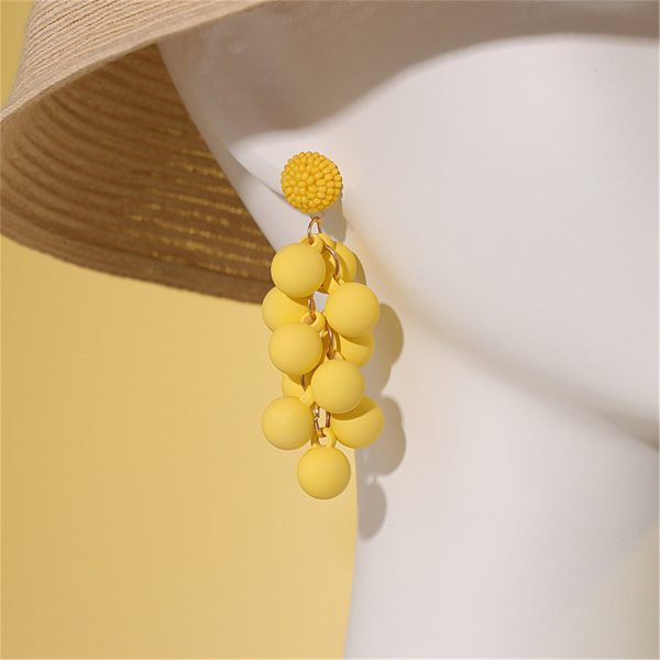 Yellow Acrylic & Howlite Round Grape Drop Earrings on Sale