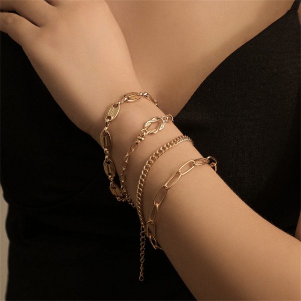 18K Gold-Plated Chain Bracelet Set Sale