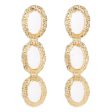 White Enamel & 18K Gold-Plated Textured Oval Trio Drop Earrings on Sale