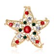 Cubic Zirconia & 18K Gold-Plated Filigree Star Brooch For Sale